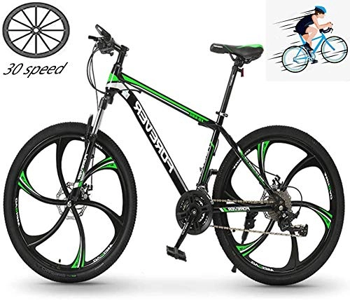 Mountain Bike : YGWLWL 26 Inch Men's Mountain Bikes, High-Carbon Steel 30-Speed Variable-Speed Bicycle, Mountain Bicycle with Front Suspension Adjustable Seat, Very Suitable for Outdoor Riding, Green