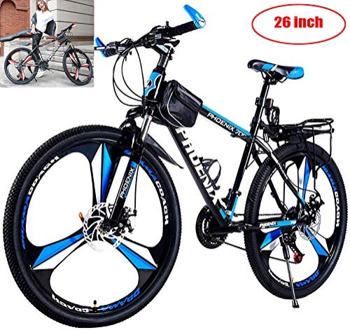 Mountain Bike : YGWLWL 26-Inch Mens Mountain Bike, 27-Speed Disc Brake Bicycle, Mountain Off-Road Bicycle, 3-Knife Integrated Wheel, Very Suitable for Outdoor Riding, B