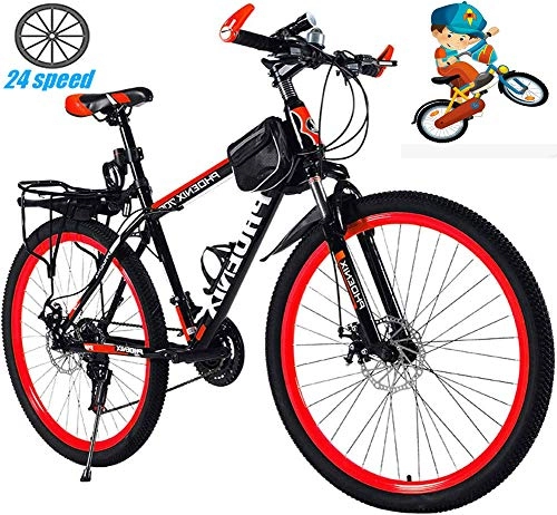 Mountain Bike : YGWLWL 26'' Variable Speed Bicycle, 24-Speed Mountain Bike, Disc Brake Bicycle with Color Seat And PVC Foot Pedal, Very Suitable for Outdoor Riding, C