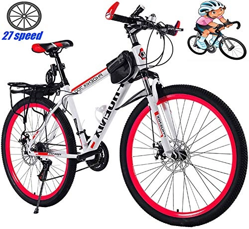 Mountain Bike : YGWLWL 26'' Variable Speed Bicycle, 27-Speed Disc Brake Bicycle, Mountain Bike with Color Seat And All Aluminum Pedals, Very Suitable for Outdoor Riding, A