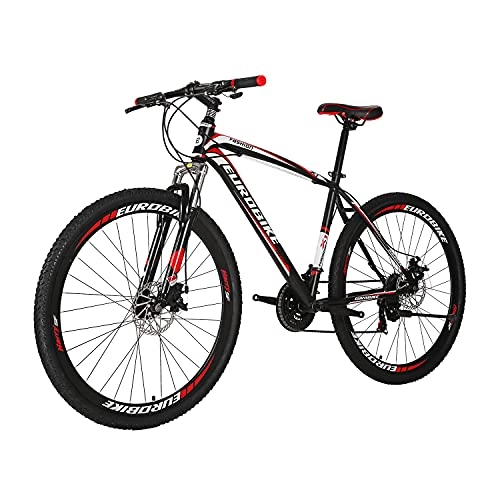 Mountain Bike : YH-X1 Mountain Bike 21 Speed 27.5 Inch Wheels Dual Disc Brake for Mens Front Suspension Bicycle (Red)