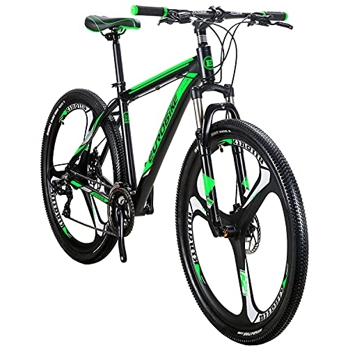 Mountain Bike : YH-X9 Mountain Bike 19 inch Aluminum Frame 29 Inches Wheels 21 Speed Shifter Dual Disc Brakes Front Suspension 29er Mens Bicycle (3-Spoke Green)