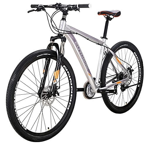 Mountain Bike : YH-X9 Mountain Bike 19 inch Aluminum Frame 29 Inches Wheels 21 Speed Shifter Dual Disc Brakes Front Suspension 29er Mens Bicycle (Multi-Spoke Silver)