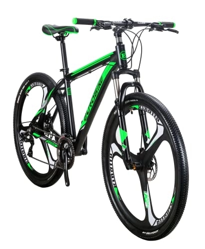 Mountain Bike : YH-X9 Mountain Bike for Mens, 29 Inch Aluminum Frame Mountain bikes, 21 Speed, Dual Disc Brakes, Front Suspension, 29er Mens Bicycle Adults (3-SPOKE GRE)