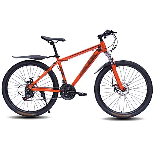 Mountain Bike : YHDP Adult Mountain Bike, High Carbon Steel Hard Tail Off-road Bikes, With Front Suspension Adjustable Seat Mountain Bike 21 Speed Orange C 26inch