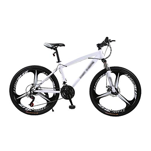 Mountain Bike : YHDP Men's Mountain Bike, High Carbon Steel Hard Tail Adult Bikes, Adjustable Seat Variable Speed Full Suspension MTB 24-Speed White D 26inch