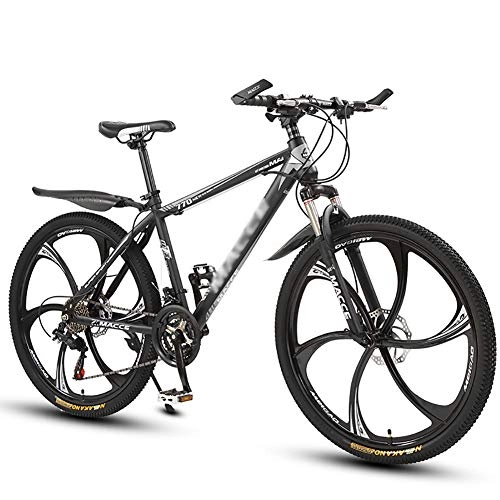 Mountain Bike : YHDP Mountain Biking 24 Inches, With Double Disc Brake Adult Mountain Bike, High Carbon Steel With Adjustable Seat Hard Tail Bike 24-speed Black B 24inch