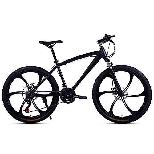 Mountain Bike : YHDP Mountain Biking, Adults Of Both Sexmen And Women Variable Speed Double Disc Brake Off-road Bikes, High Carbon Steel Full Suspension MTB 24-Speed Black B 24inch