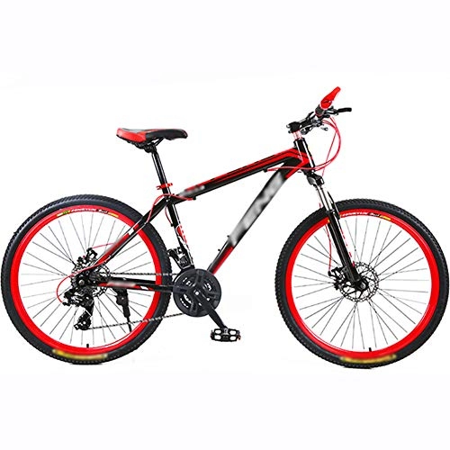 Mountain Bike : YHDP Mountain Biking, High Carbon Steel 24 Inches Variable Speed Full Suspension MTB, Double Disc Brake With Front Suspension Adult Bikes 24-Speed Red C 24inch