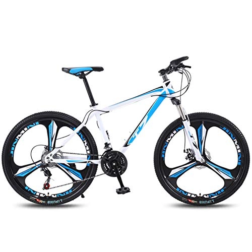 Mountain Bike : YHDP Mountain Biking, High Carbon Steel Variable Speed Adult Bikes, With Front Suspension Adjustable Seat Full Suspension MTB 21 Speed White E 24inch