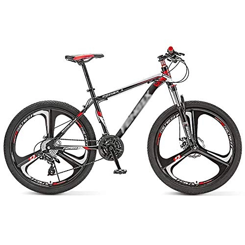Mountain Bike : YHDP Mountain Biking, Variable Speed Front Suspension Adult Bikes, Men And Women Travel Full Suspension MTB, Double Disc Brake High Carbon Steel Frame 21 Speed Red C 24inch
