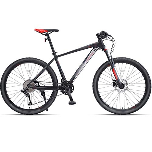 Mountain Bike : YHRJ Adult Bicycle Off-road Mountain Biking, Road Bike Outdoor Travel, Shock-absorbing Lightweight Aluminum Alloy MTB, 26inch / 33 Spd, Oil Disc Brake (Color : Black red-33 spd, Size : 26inch)