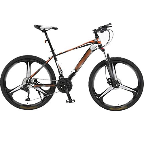 Mountain Bike : YHRJ Adult Bicycle Unisex Road Bikes, Off-road Mountain Biking, MTB High Carbon Steel Frame, 30spd, 24 / 26 / 27.5 Inch Wheel, Dual Disc Brakes (Color : Black orange-30spd, Size : 24inch)