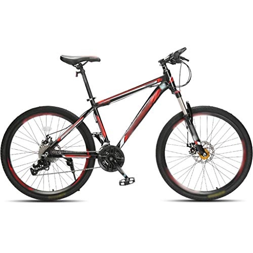 Mountain Bike : YHRJ Mountain Bike Adults Riding Bicycles Outdoors, Off-road MTB Camping Trip, 26 Inch / 30 Spd, Dual Mechanical Disc Brakes, Lockable Front Fork (Color : Black red-30spd, Size : 26inch)