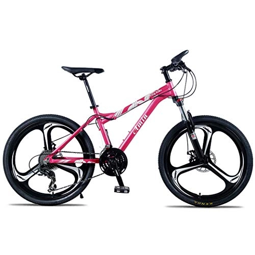 Mountain Bike : YHtech 24In 21Speed Mountain Bike for Adult, Lightweight Aluminum Alloy Full Frame, Wheel Front Suspension Female offroad student shifting Adult Bicycle, Disc Brake (Color : Pink, Size : B)