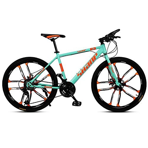 Mountain Bike : YIKUI Country Mountain Bike, 24 / 26 Inch Shock absorber wheel, Double Disc Brake Country Off-road Gearshift Bicycle, Adult MTB with Adjustable Seat, D, 24 inch 21 speed