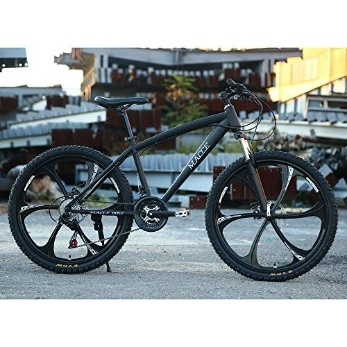 Mountain Bike : YIKUI Country Mountain Bike, 26 Inch Six cutter wheel Double Disc Brake Country double Off-road Gearshift Bicycle, With Aluminum alloy Frame Racing, Black, 24 speed