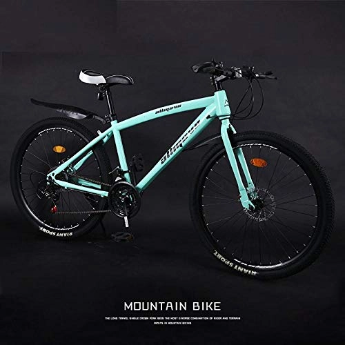 Mountain Bike : yipin Variable Speed Mountain Bike, Adult Off-Road Dual Disc Brake Absorption, High Carbon Steel, 24 Inches, Male And Female