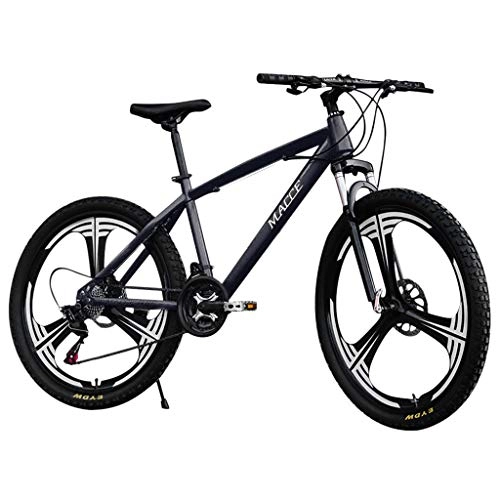 Mountain Bike : Yivise 26IN Carbon Steel Mountain Bike 21 Speed Bicycle Full Suspension MTB(Black)