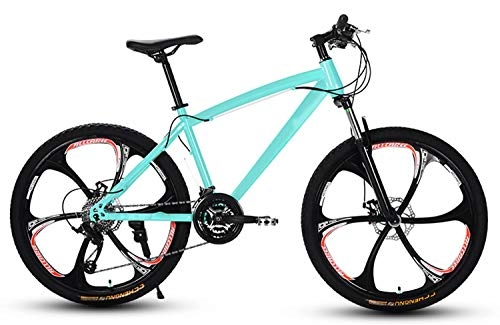 Mountain Bike : YKMY 24 / 26 inch adult variable speed mountain bike, variable speed road bike, dual disc brake off-road men and women shock absorption bike-Green 6 cutter wheel_24-speed-26 inches
