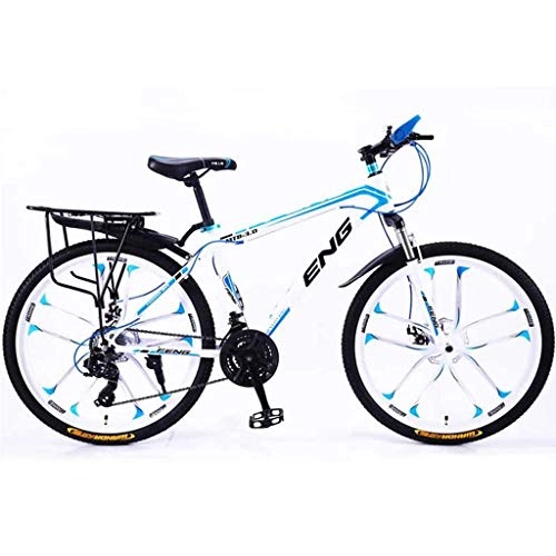 Mountain Bike : YLJYJ 21 / 24 / 27 / 30 Speed Mountain Bike, High Carbon Steel Variable Speed 24 / 26in Wheel Bicycle Full Suspension MTB Bikes(Color : C-24in, Size : 21 speed)