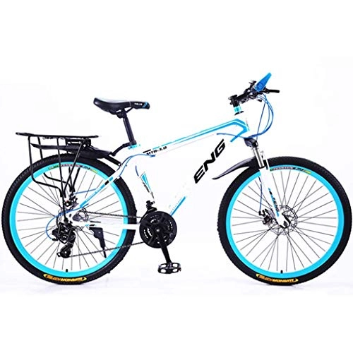 Mountain Bike : YLJYJ Mountain Bike With Rear Shelf, High Carbon Steel Bicycle, 24 / 26 Inch Wheel, 21 / 24 / 27 / 30 Variable Speed City Bike(Color : B-24in, Size : 21 speed)