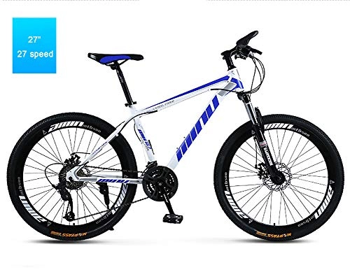 Mountain Bike : YMhome Mountain Bike Bicycle 40 Spoke Wheels 24 / 26 inch Dual Disc Brakes Aluminum Frame MTB Bicycle Urban Track Bike(27 Speed), Black Blue