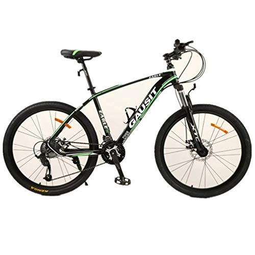 Mountain Bike : YOUSR 26 Inch Wheel Road Bike, Bicycle Dual Disc Brake Dual Suspension Mountain Bike Black Green 27 speed