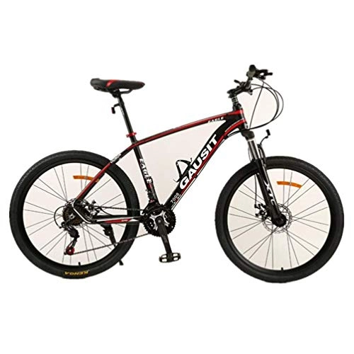 Mountain Bike : YOUSR 26 Inch Wheel Road Bike, Bicycle Dual Disc Brake Dual Suspension Mountain Bike Black Red 24 speed