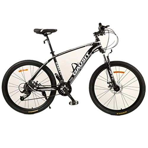 Mountain Bike : YOUSR 26 Inch Wheel Road Bike, Bicycle Dual Disc Brake Dual Suspension Mountain Bike Black White 24 speed