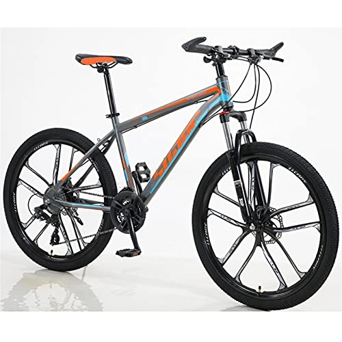 Mountain Bike : Youth / Adult 27-speed 26 Inch 10 Cutter Wheel One-wheel Multifunctional Mountain Bike, Front Suspension Of Mountain Cross-country Bike, Multiple Colors, Anti-slip Resin Pedals, High-carbon Steel Frame,