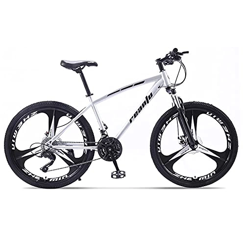 Mountain Bike : Youth / Adult Mountain Bike 24 / 26inch, City Commuter Bicycle for Men and Women, 21-30 Speed, Suspension Fork and Disc Brake, Hard Tail Road Bike (Silver 24inch / 21Speed)