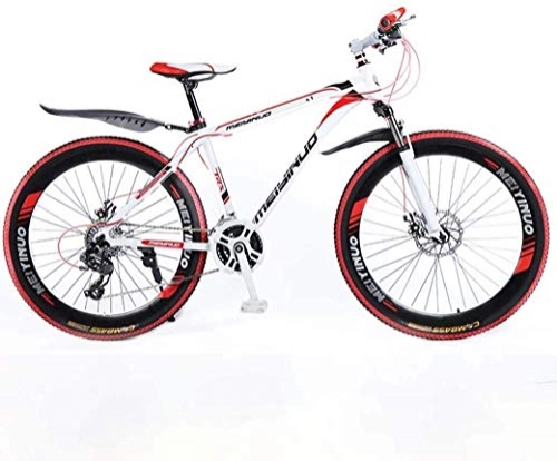 Mountain Bike : YZPFSD 26In 24-Speed Mountain Bike for Adult, Lightweight Aluminum Alloy Full Frame, Wheel Front Suspension Mens Bicycle, Disc Brake, Colour:Black 4 (Color : Red 2)