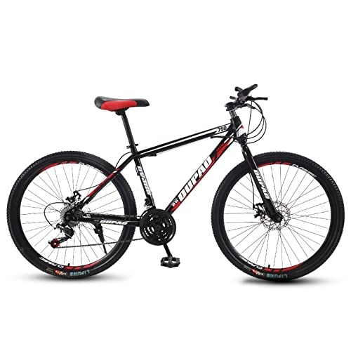 Mountain Bike : zcyg 24 / 26 Inch Mountain Bike 21 Speed MTB Bicycle With Suspension Fork, Dual-Disc Brake For Men Womens Bikes(Size:24inch, Color:Black+Red)