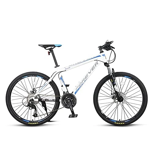 Mountain Bike : zcyg 26 Inch Mountain Bike 27 Speeds, Lock-Out Suspension Fork, Aluminum Frame For Men Women Mens MTB Bicycle Adlut Bike(Color:White+Blue)
