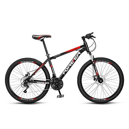 Mountain Bike : zcyg 26 Inch Mountain Bike, Full-Suspension 21 Speed Drivetrain With Disc-Brake MTB Bicycle For Men Women(Color:Black+Red)