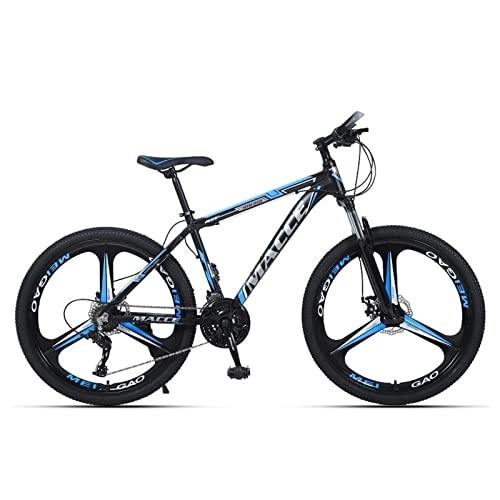 Mountain Bike : zcyg Mountain Bike With 26 Inch Wheels, 21 Speed, With High Carbon Steel Frame, Double Disc Brake And Front Suspension Anti-Slip Bikes(Color:Black+Blue)