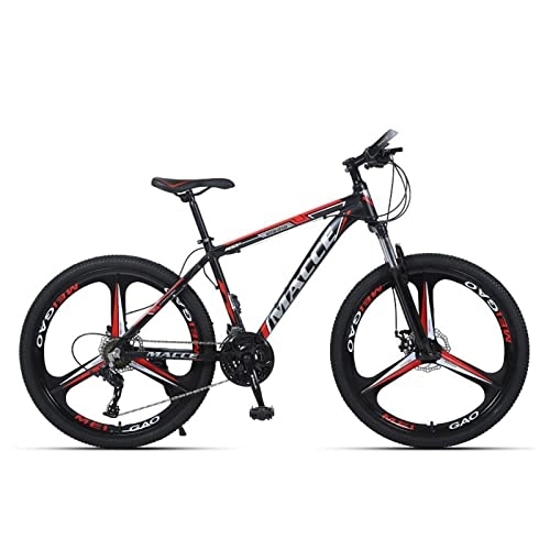 Mountain Bike : zcyg Mountain Bike With 26 Inch Wheels, 21 Speed, With High Carbon Steel Frame, Double Disc Brake And Front Suspension Anti-Slip Bikes(Color:Black+Red)