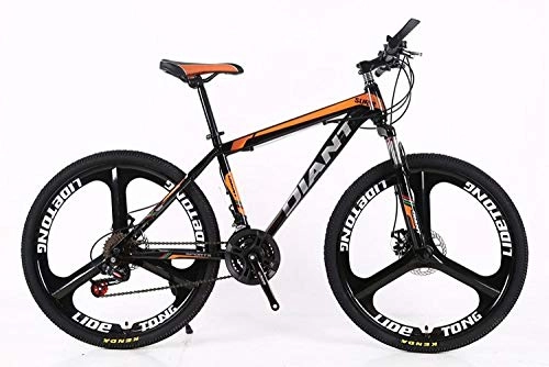 Mountain Bike : Zeenca 26 / 24 inch bicycle adult mountain cross country men and women variable speed shock absorption student bicycle-Black orange 3 knife integrated wheel_26 inches