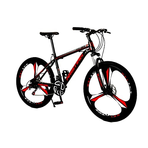 Mountain Bike : ZHANGYN Three-wheel 25-inch (about 65 Cm) Foldable Mountain Bike Tires, With Front Suspension Forks, 27-speed Gearbox, Mechanical Disc Brakes, Can Be Used In Urban And Rural Areas, Red