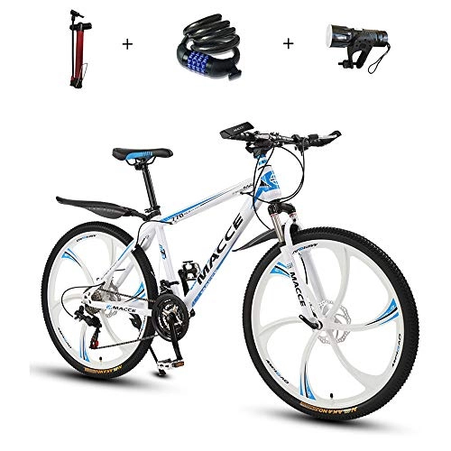 Mountain Bike : ZHIPENG Mountain Bikes, Full Suspension Mountain Bike, Outdoor Sports for Adult Students 26-Inch Road Bicycles, Stylish 27-Speed Shifting System Bikes, White