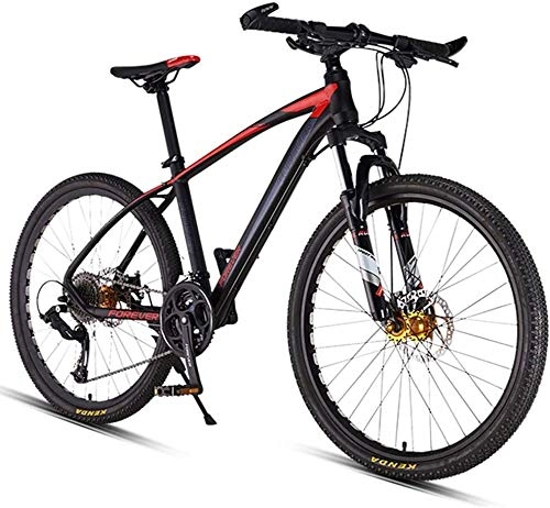 Mountain Bike : ZHNA 26inch 27-Speed Mountain Bikes, Dual Disc Brake Hardtail Mountain Bike, Mens Women Adult All Terrain Mountain Bike, Adjustable Seat & Handlebar (Color : Red)