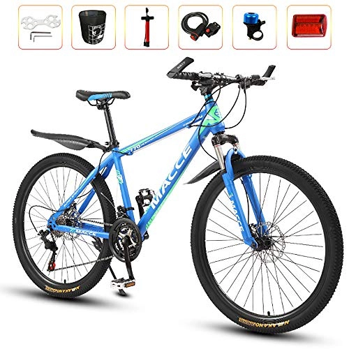 Mountain Bike : ZLMI 26 Inch Adult Mountain Bike, 24-Speed Variable Speed Bicycle, Aluminum Alloy Mountain Brake, Outdoor Full Suspension MTB ​​Gears Dual Disc, Blue