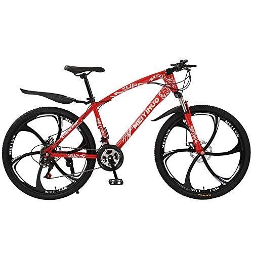 Mountain Bike : ZLMI Adult Mountain Bike, 26 Inch Wheels, 27-Speed Variable Speed Bike Carbon Steel Bicycle, Adjustable Seat, Full Suspension MTB Gears Dual Disc Brakes Student Mountain Bicycle Outdoors, Red