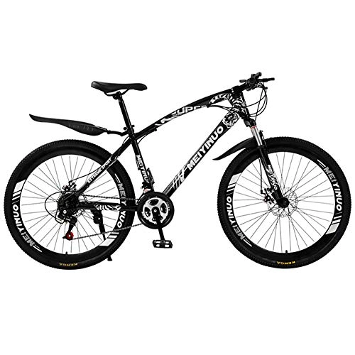 Mountain Bike : ZLMI Adult Mountain Bike, 26 Inch Wheels, 27-Speed Variable Speed, Dual Disc Brake Bicycle, High-Carbon Steel Frame Bikes, Outdoors Hardtail Mountain Bike, Black