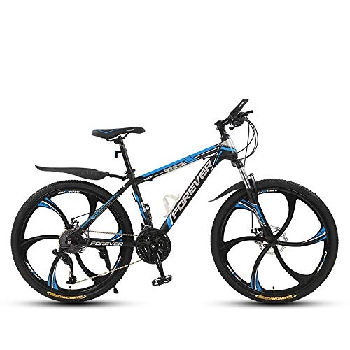 Mountain Bike : ZLZNX 24 Inch Gravel Road Bike, Fork Suspension Disc Brakes Mountain Bike, High Carbon Steel Frame, Lightweight Beach Cruiser Bicycle for Adult, Blue, 24Speed