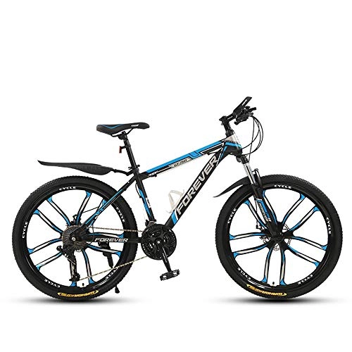 Mountain Bike : ZLZNX 24 Inch Gravel Road Bike, Fork Suspension Disc Brakes Mountain Bike, High Carbon Steel Frame, Lightweight Beach Cruiser Bicycle for Adult, Blue, 27Speed