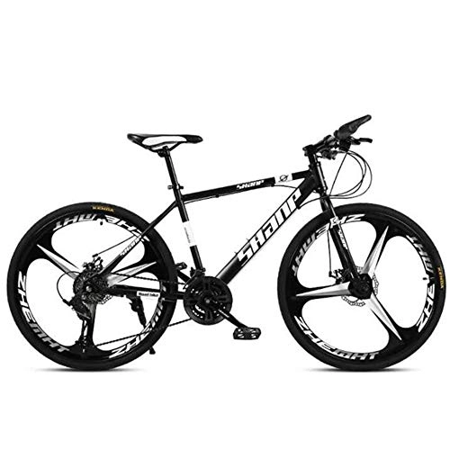 Mountain Bike : ZLZNX 24 Inch Mountain Bikes, Men's Dual Disc Brake Hardtail Mountain Bike, Bicycle Adjustable Seat, High-carbon Steel Frame, Black, 30Speed