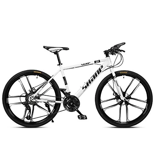 Mountain Bike : ZLZNX 24 Inch Mountain Bikes, Men's Dual Disc Brake Hardtail Mountain Bike, Bicycle Adjustable Seat, High-carbon Steel Frame, White, 24Speed