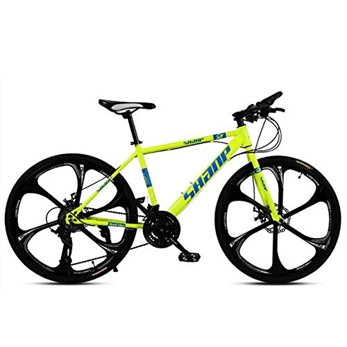 Mountain Bike : ZLZNX 24 Inch Mountain Bikes, Men's Dual Disc Brake Hardtail Mountain Bike, Bicycle Adjustable Seat, High-carbon Steel Frame, Yellow, 24Speed
